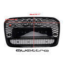 Grade preta do amortecedor dianteiro da grade do favo de mel do estilo de Audi A6/S6 C7 2012-2015 RS6 Quattro com emblema de prata-5