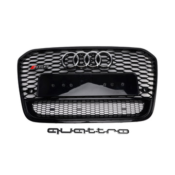 Grade preta do amortecedor dianteiro da grade do favo de mel do estilo de Audi A6/S6 C7 2012-2015 RS6 Quattro com emblema de prata