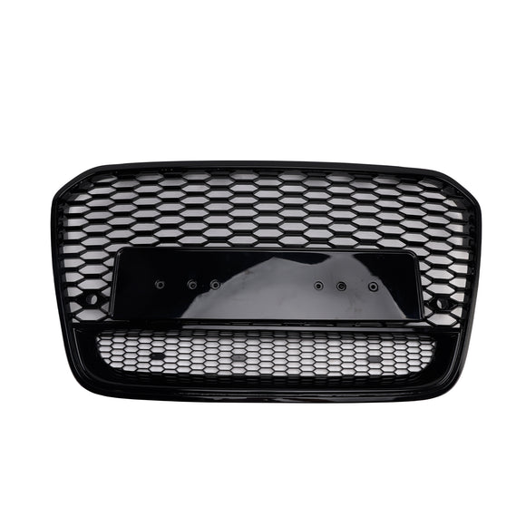 RS6 Honeycomb Grille For Audi A6 / A6 Sline / S6 C7 2012-2015 Front Bumper With Emblem Mesh Black Grill With Quattro Letter