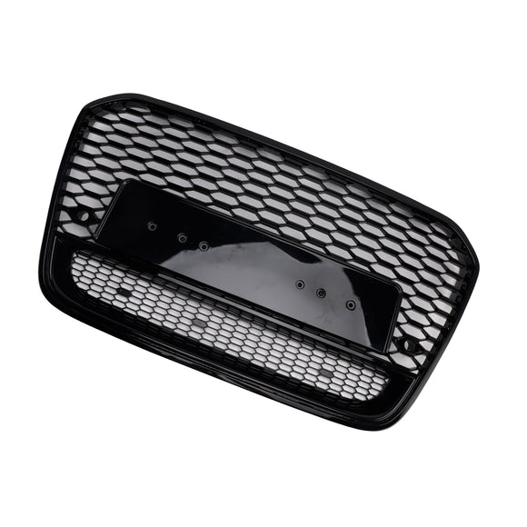 RS6 Honeycomb Grille For Audi A6 / A6 Sline / S6 C7 2012-2015 Front Bumper With Emblem Mesh Black Grill With Quattro Letter