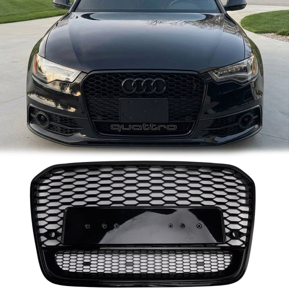 2012-2015 Audi A6 / A6 Sline / S6 Honeycomb RS6 Style Grille Front Bumper Mesh Replacement Black Grill