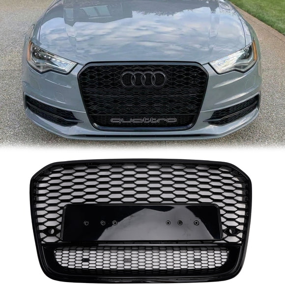 2012-2015 Audi A6 / A6 Sline / S6 Honeycomb RS6 Style Grille Front Bumper Mesh Replacement Black Grill