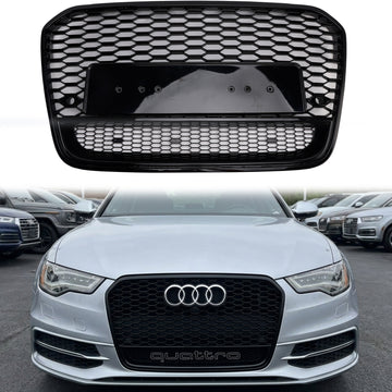 2012-2015 Audi A6 / A6 Sline / S6 C7 RS6 Quattro Style Honeycomb Grille Front Bumper Black Grill