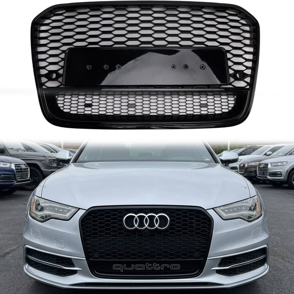 2012-2015 Audi A6 / A6 Sline / S6 Honeycomb RS6 Style Grille Front Bumper Mesh Replacement Black Grill