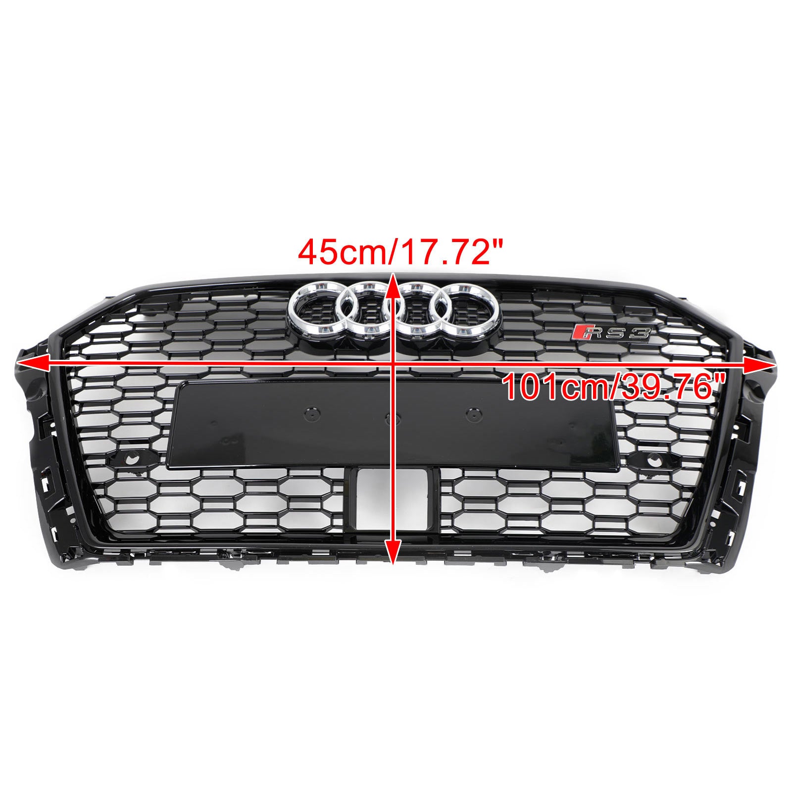 2017-2019 Audi A3 S3 Replacement RS3 Style Honeycomb Front Grill With ACC Gloss Black Grille - 0