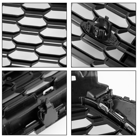 Calandre avant en nid d'abeille de style RS3 de remplacement pour Audi A3 S3 2017-2019 avec calandre noire brillante ACC