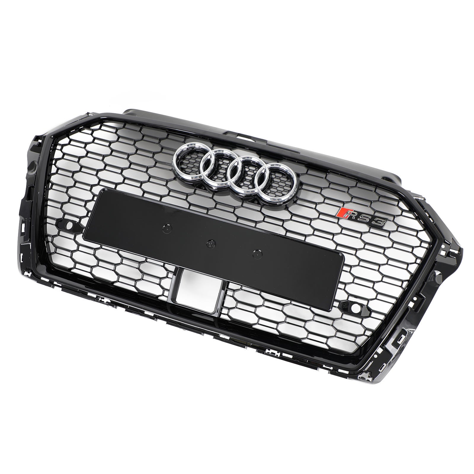 Grille de calandre avant en nid d'abeille de remplacement de style RS3 avec calandre noire brillante ACC pour Audi A3 S3 2017-2019