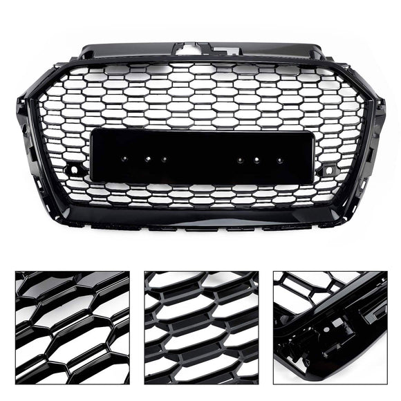 RS3 Stijl Honingraat Grille Voor Audi A3/A3 S Line/S3 2017-2019 Voorbumper Vervanging zwart Grill W/ACC Gat