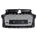 RS3 Stijl Honingraat Grille Voor Audi A3/A3 S Line/S3 2017-2019 Voorbumper Vervanging zwart Grill W/ACC Gat-13