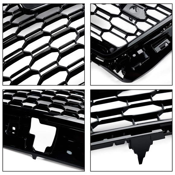 2017–2019 Audi A3/ A3 Sline/ S3 RS3 Style Wabengitter-Frontstoßstange, glänzend schwarzer Grill mit Ring-Emblem
