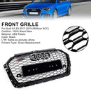 2017-2019 Audi A3/ A3 Sline/ S3 RS3 Style Honeycomb Mesh Grille Front Bumper Glossy Black Grill With Ring Emblem-3