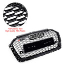 2017-2019 Audi A3/ A3 Sline/ S3 RS3 Style Honeycomb Mesh Grille Front Bumper Glossy Black Grill With Ring Emblem-5