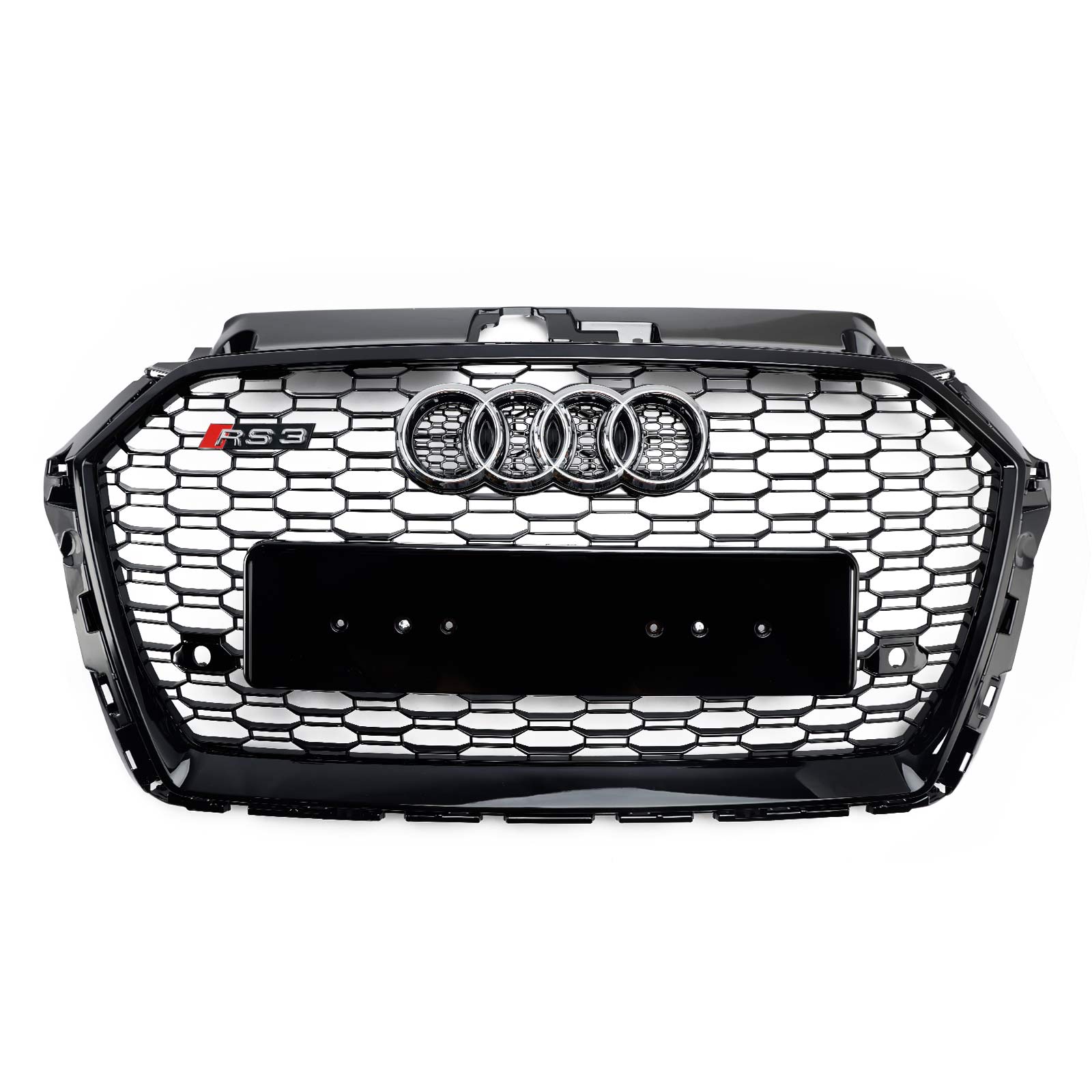 Audi A3 S3 2017-2019 Honeycomb Mesh Front Bumper Grille Replacement Black Grill