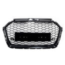 2017-2019 Audi A3/ A3 Sline/ S3 RS3 Style Honeycomb Mesh Grille Front Bumper Glossy Black Grill With Ring Emblem-11