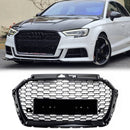 Audi A3 / S3 2017-2019 Honeycomb Mesh Front Bumper Grille Replacement Black Grill-1