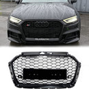 Audi A3 / S3 2017-2019 Honeycomb Mesh Front Bumper Grille Replacement Black Grill-17