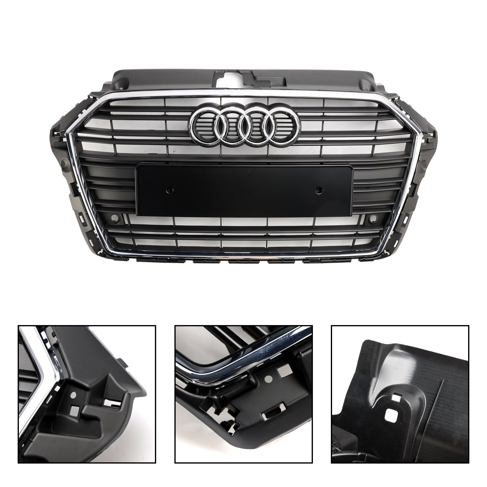 Grille de pare-chocs avant à lamelles horizontales Audi A3 / S3 2017-2019 Grille chromée