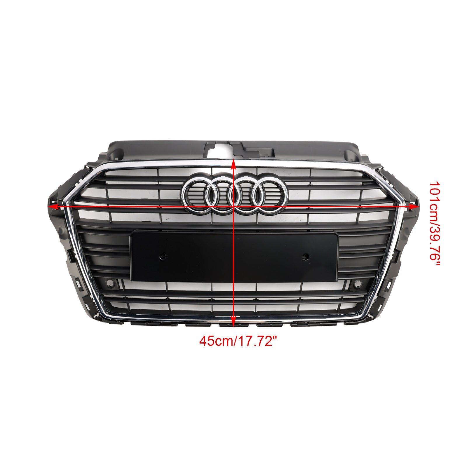 2017-2019 Audi A3 / S3 Front Bumper Horizontal Slat Grill Chrome Grill - 0