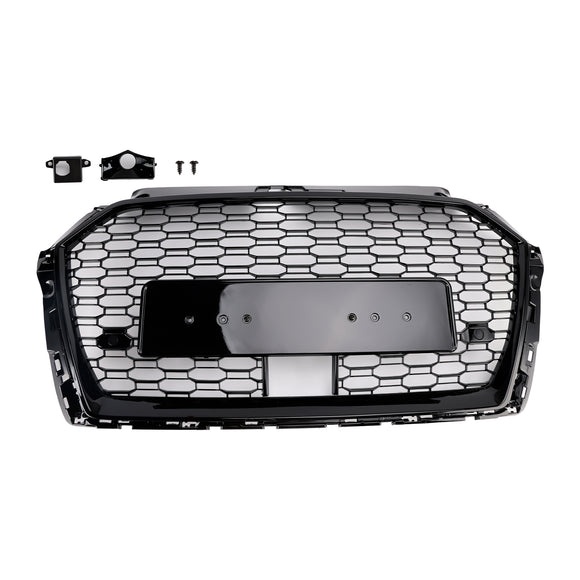 2017-2019 Audi A3 S3 Replacement RS3 Style Honeycomb Front Grill With ACC Gloss Black Grille