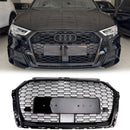 Griglia anteriore a nido d'ape stile RS3 sostitutiva Audi A3 S3 2017-2019 con griglia nera lucida ACC-3