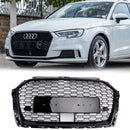 Griglia anteriore a nido d'ape stile RS3 sostitutiva Audi A3 S3 2017-2019 con griglia nera lucida ACC-4
