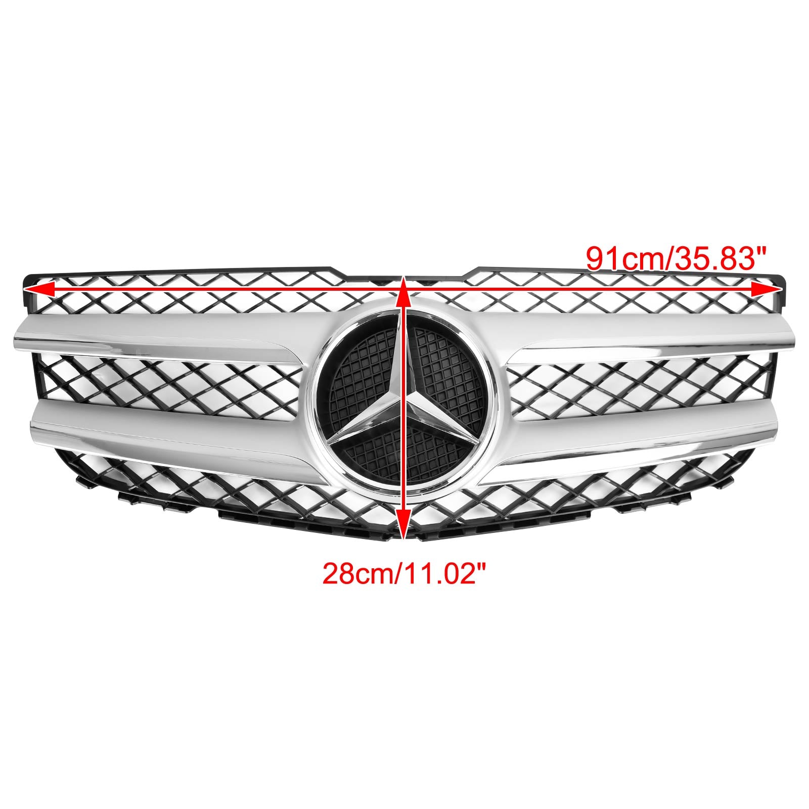 Grille de pare-chocs de capot avant Mercedes-Benz Classe GLK GLK250/300/350 2013-2015 Grille chromée argentée noire - 0