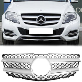 Mercedes-Benz GLK-Klasse 2013 2014 2015 X204 Frontgrill Lufteinlass Kühler Stoßstange Chrom Silber Grill mit Stern-Emblem