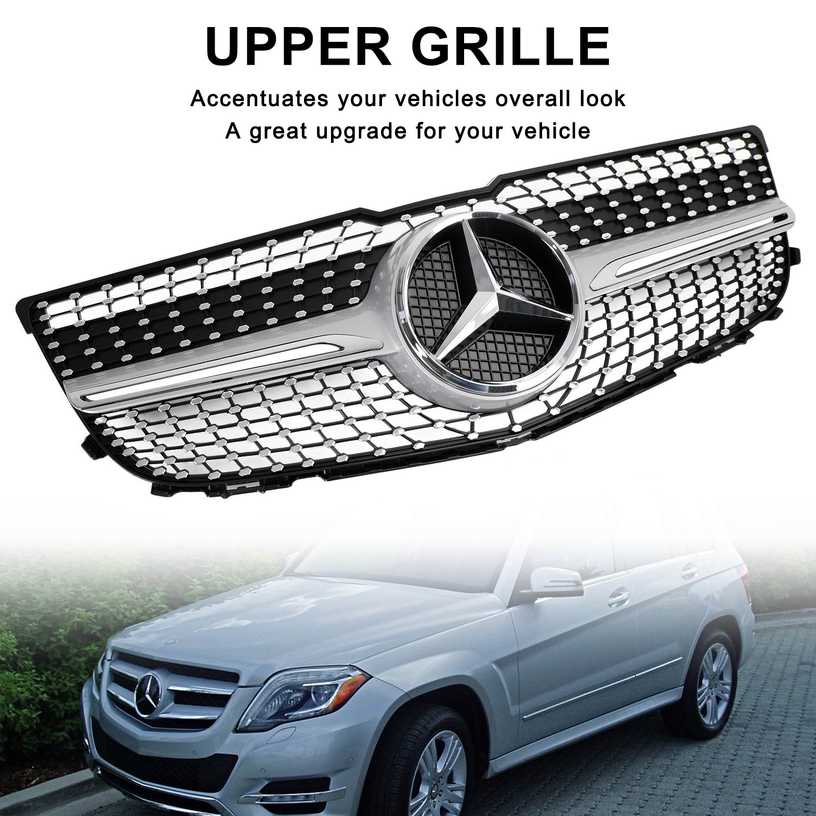 Grille de pare-chocs avant en diamant pour Mercedes Benz 2013-2015 X204 Classe GLK GLK250/300/350