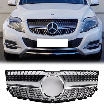 Griglia paraurti anteriore per cofano Mercedes-Benz Classe GLK GLK250/300/350 2013-2015 Griglia cromata argento nera