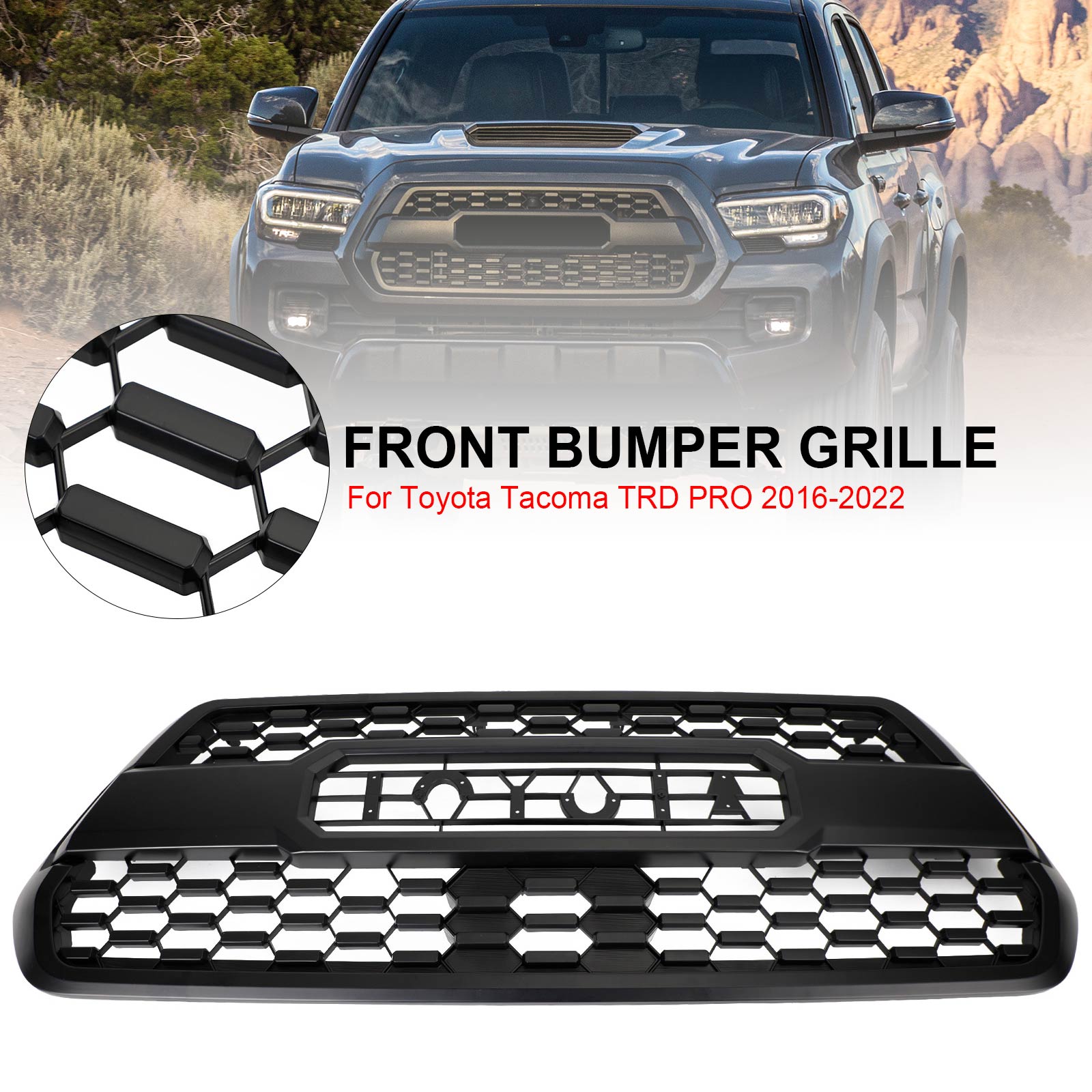 Kit de parrilla delantera con luces LED de repuesto para Toyota Tacoma TRD Pro 2016-2023