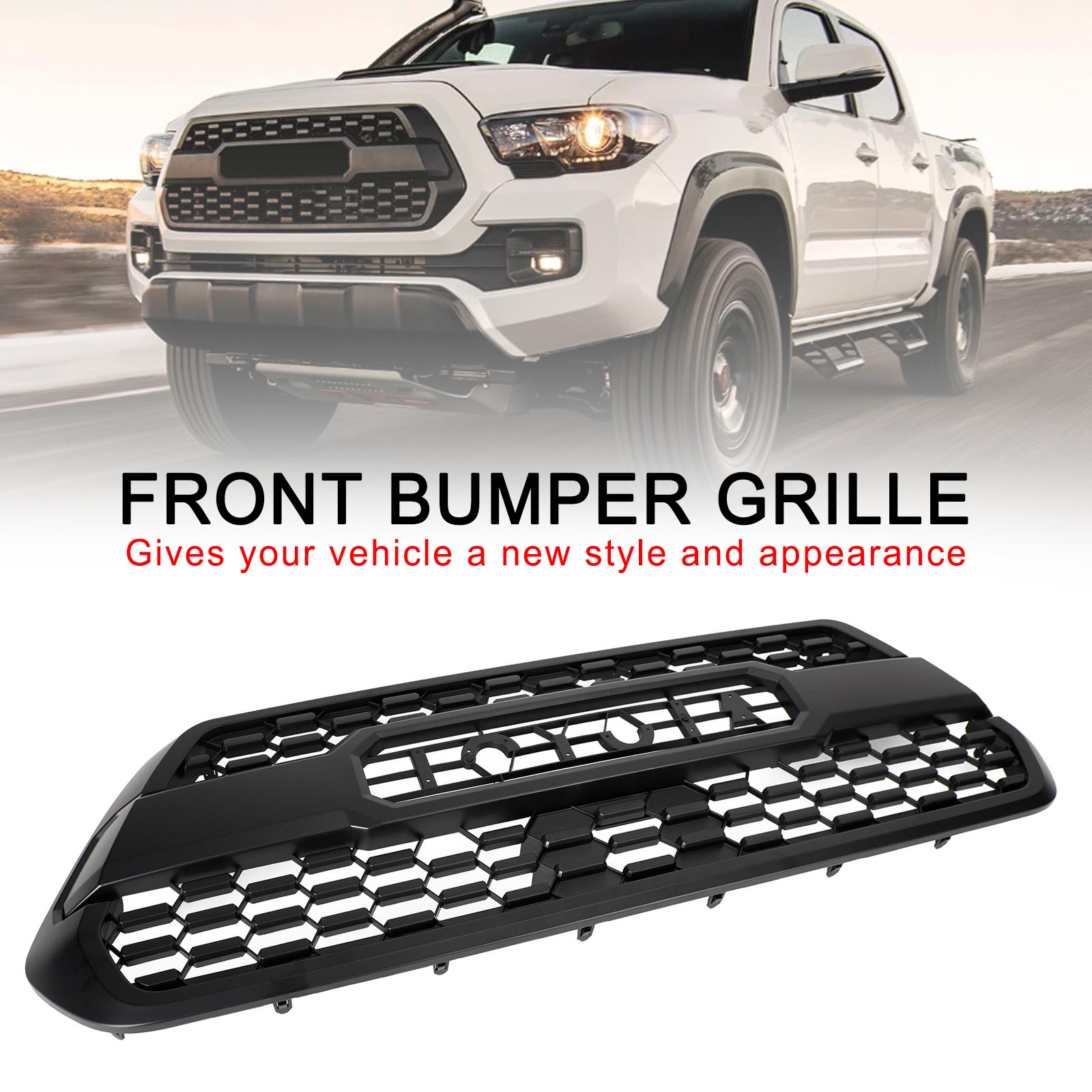 Kit de parrilla delantera con luces LED de repuesto para Toyota Tacoma TRD Pro 2016-2023