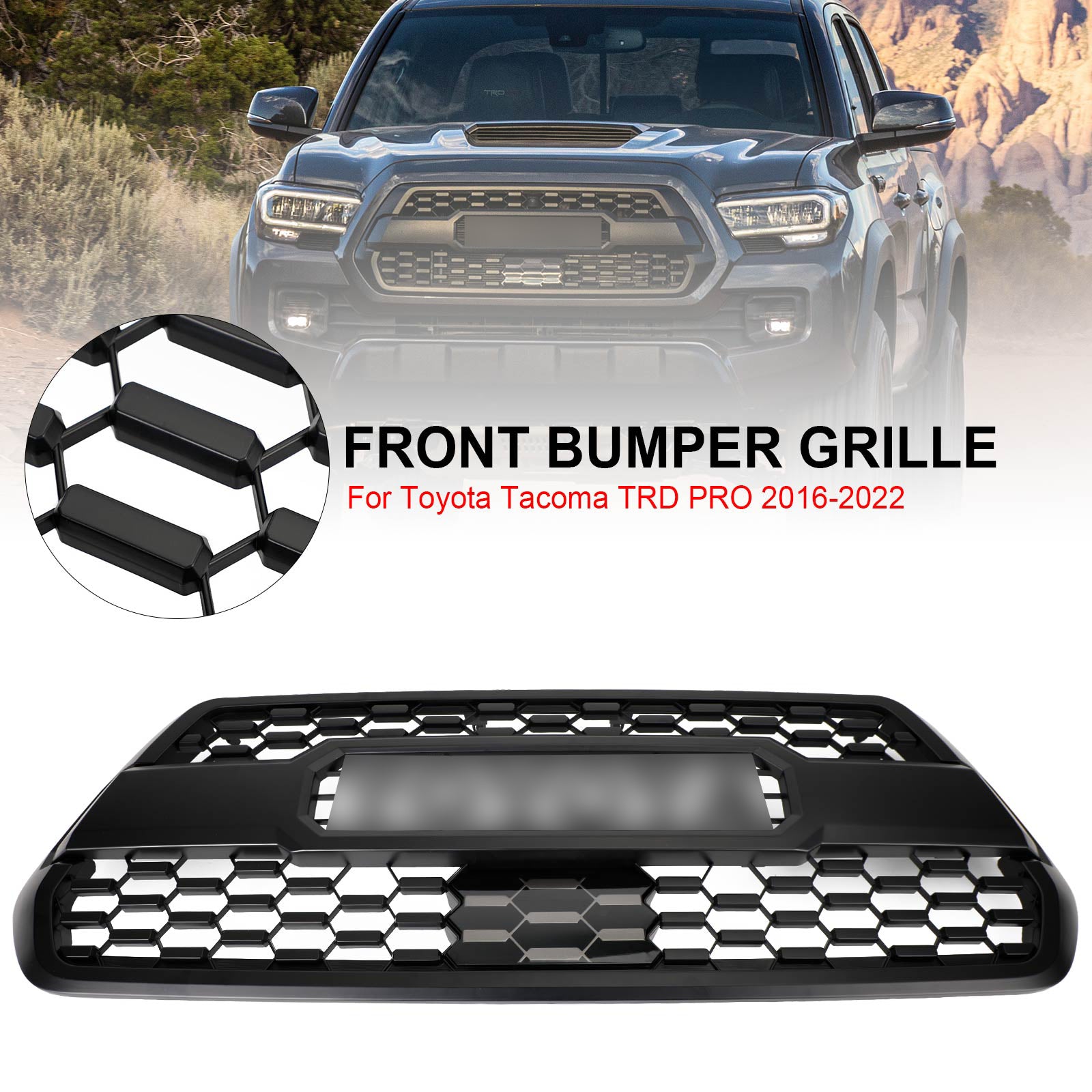 2016-2023 Toyota Tacoma TRD Pro Style Grill Grill Sostituzione del paraurti Black Grille Kit con luce a LED