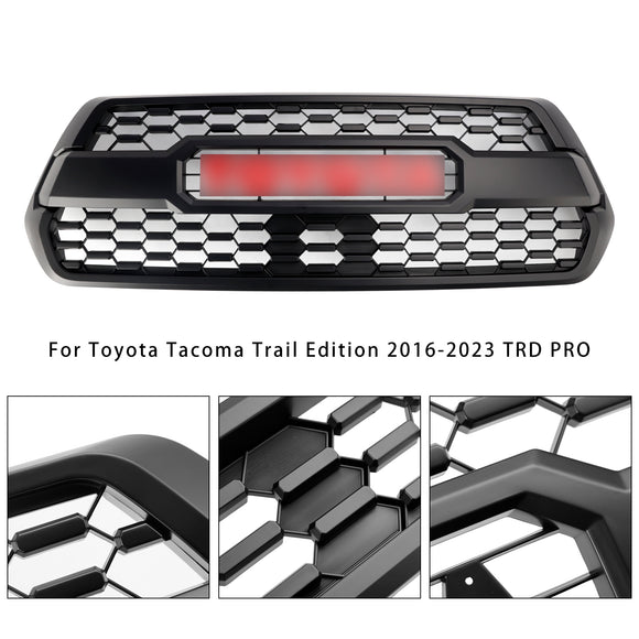 2016–2023 Toyota Tacoma Trd Pro, roter Kühlergrill, vorderer Stoßstangengrill + roter Buchstabe