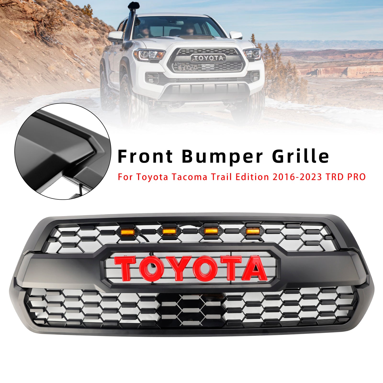 3RD GEN Tacoma Trd Pro Grille Red Kit Fit For Toyota Tacoma 2016-2023