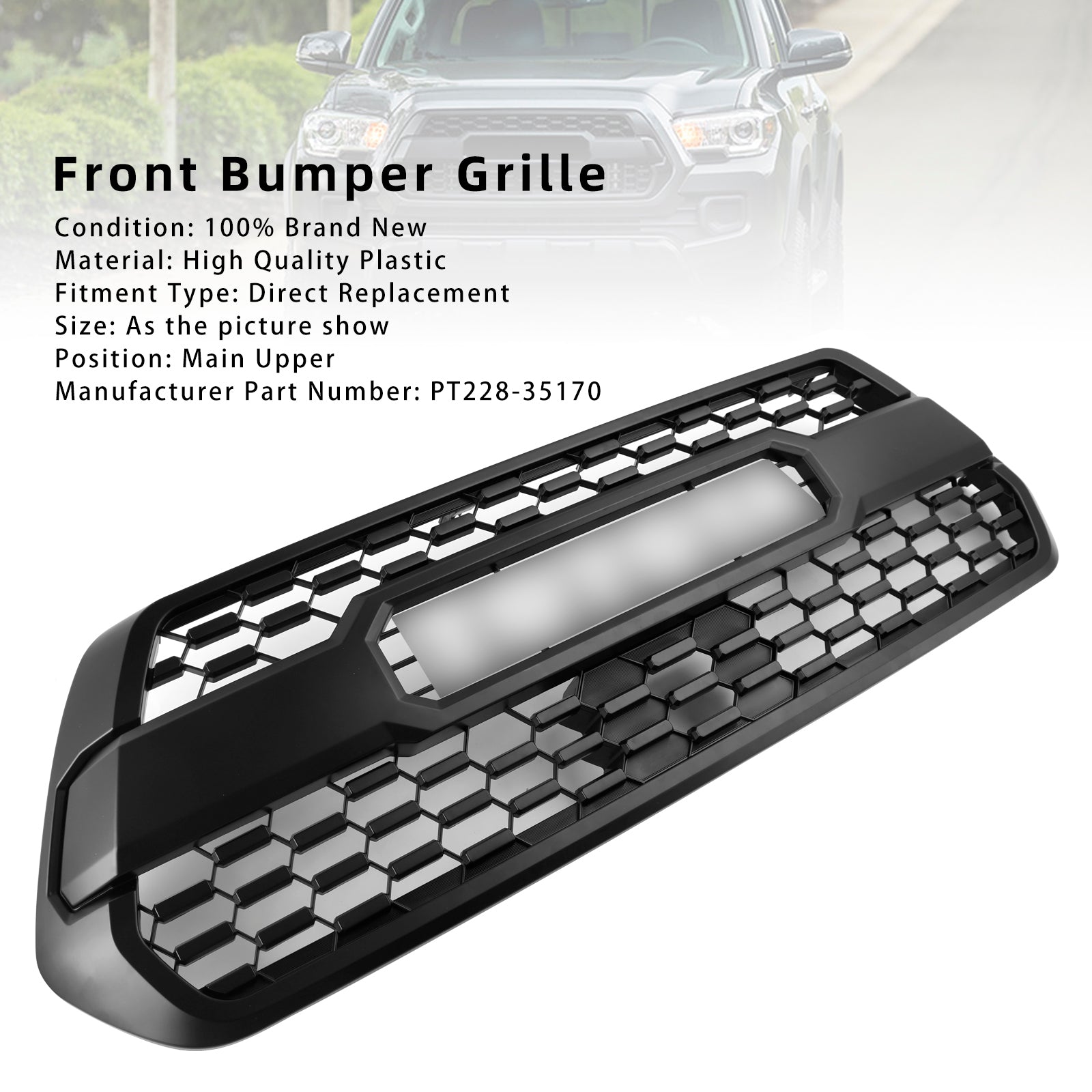 Toyota Tacoma 3. Gen Grille mit weißem Buchstaben TRD Pro Style 2016-2023