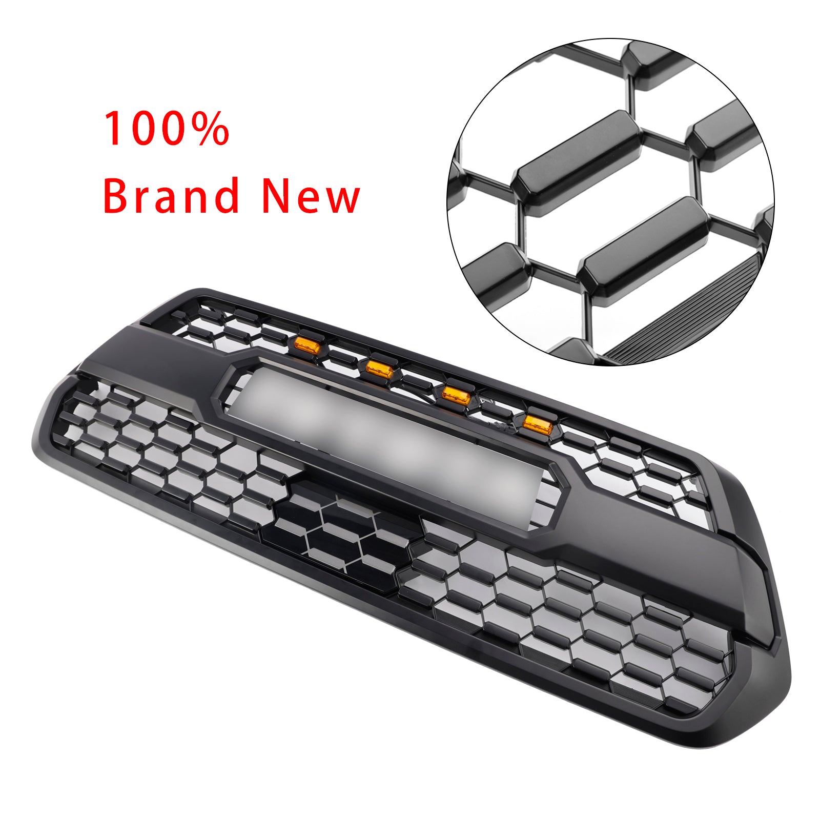 TRD Pro Style Grill per Toyota Tacoma 2016-2023 Grille White Letter + 4 LED AMBER LED + Copertina del sensore