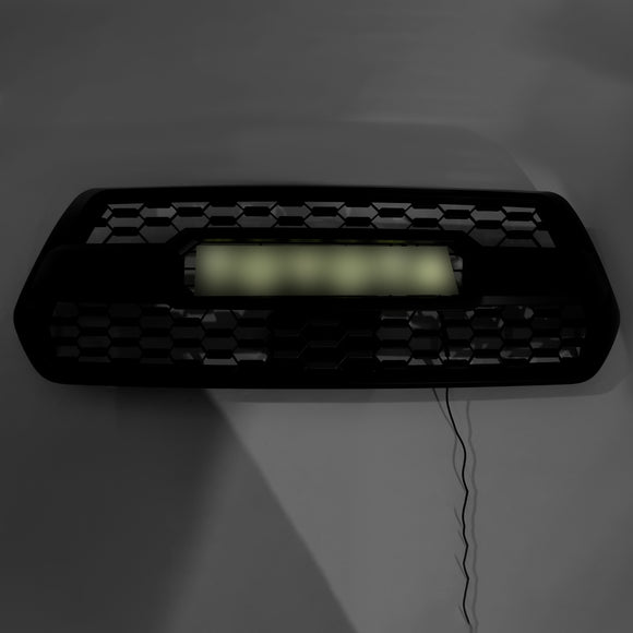 2016–2023 Toyota Tacoma TRD PRO Style Frontgrill mit RGB-Farb-LED-Leuchtbuchstaben, Ersatz-Oberstoßstangengrill
