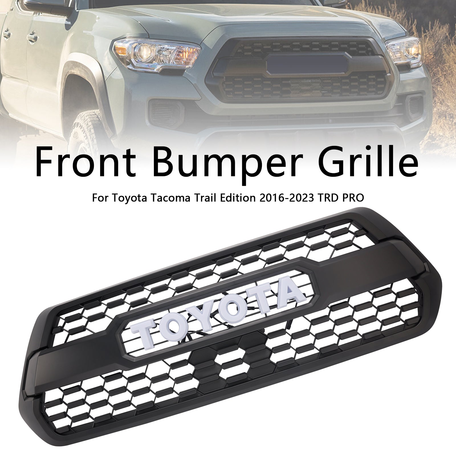 Grille avant Toyota Tacoma Trd Pro Toyota Tacoma Trd Pro avec une lettre LED de couleur RVB Remplacement du pare-chocs supérieur gril