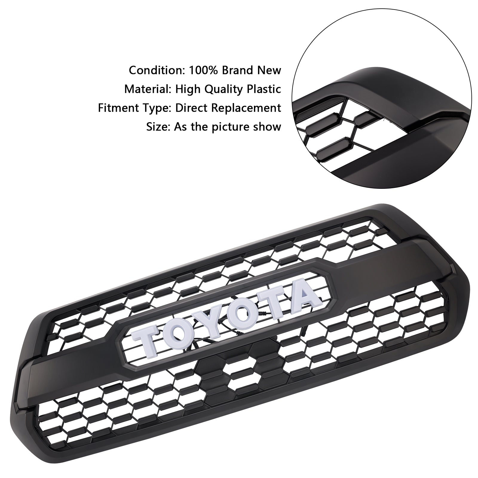 Grille avant Toyota Tacoma Trd Pro Toyota Tacoma Trd Pro avec une lettre LED de couleur RVB Remplacement du pare-chocs supérieur gril