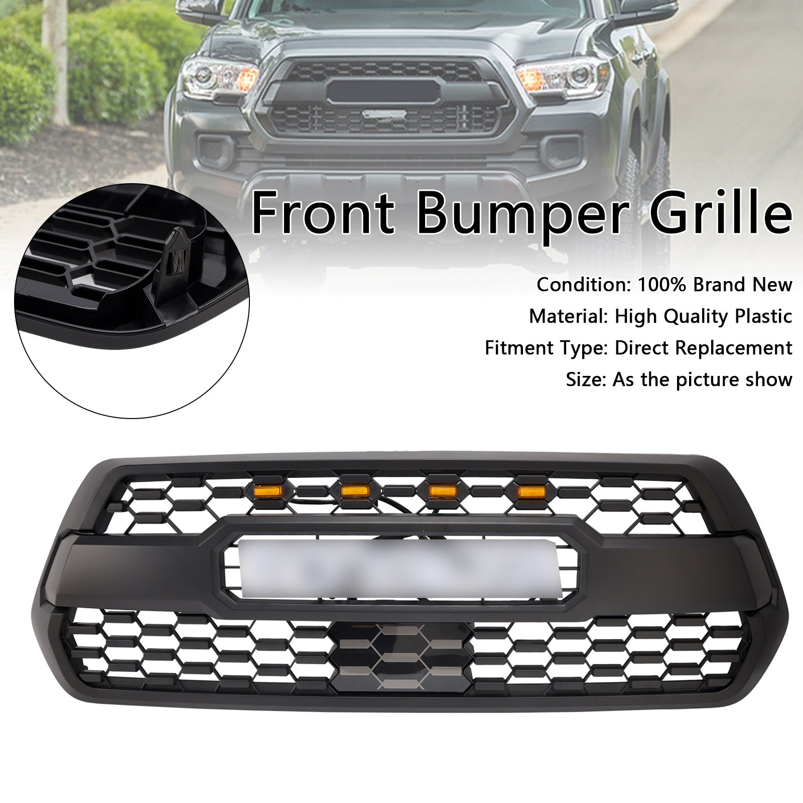 TRD Pro Grill mit RGB-Farb-LED-Leuchte-Buchstaben für 2016-2023 Toyota Tacoma vordere Stoßstange Kühlergrill mit LED & Sensorabdeckung - 0