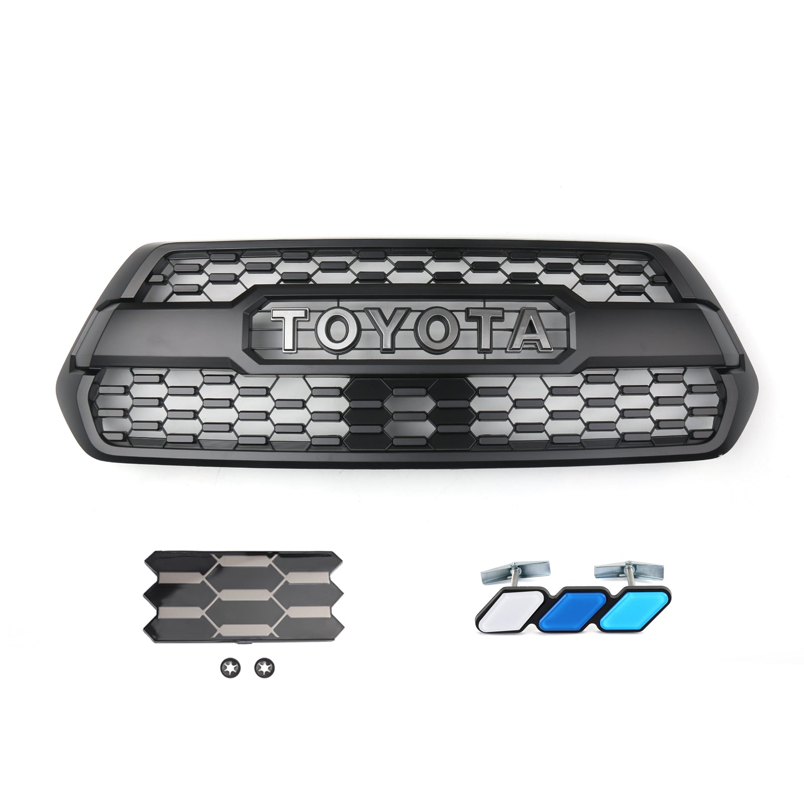 2016-2023 Toyota Tacoma TRD PRO Style Grill Front Bumper Replacement Black Grille Kit W/ LED Light