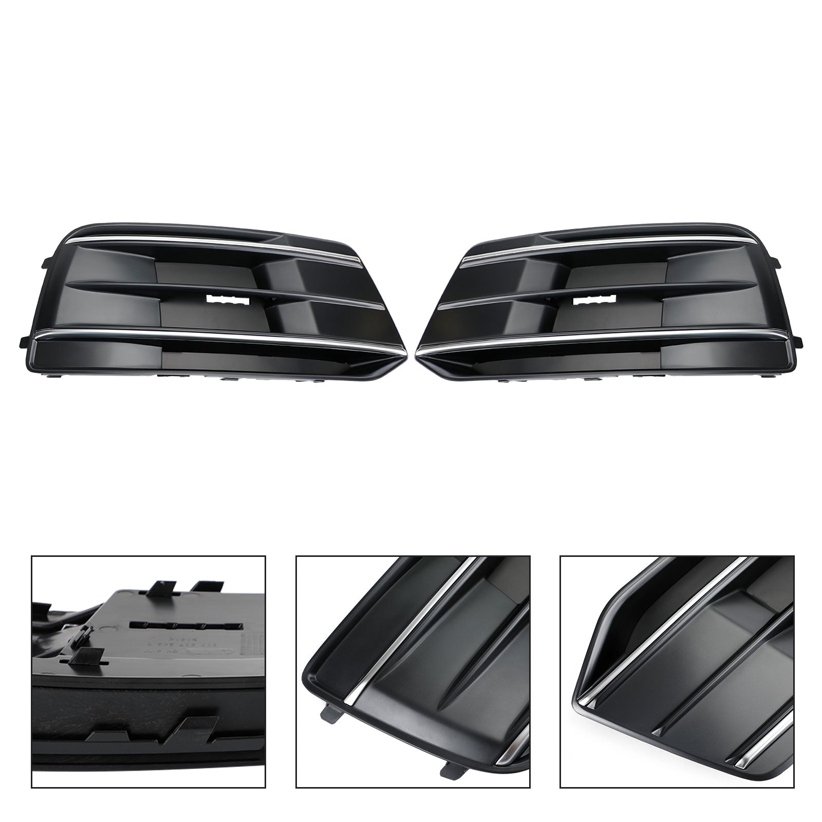 Audi Q5 2018-2021 FY 2PCS Front Bumper Lower Cover Grill Honeycomb Mesh Black Fog Light Grille