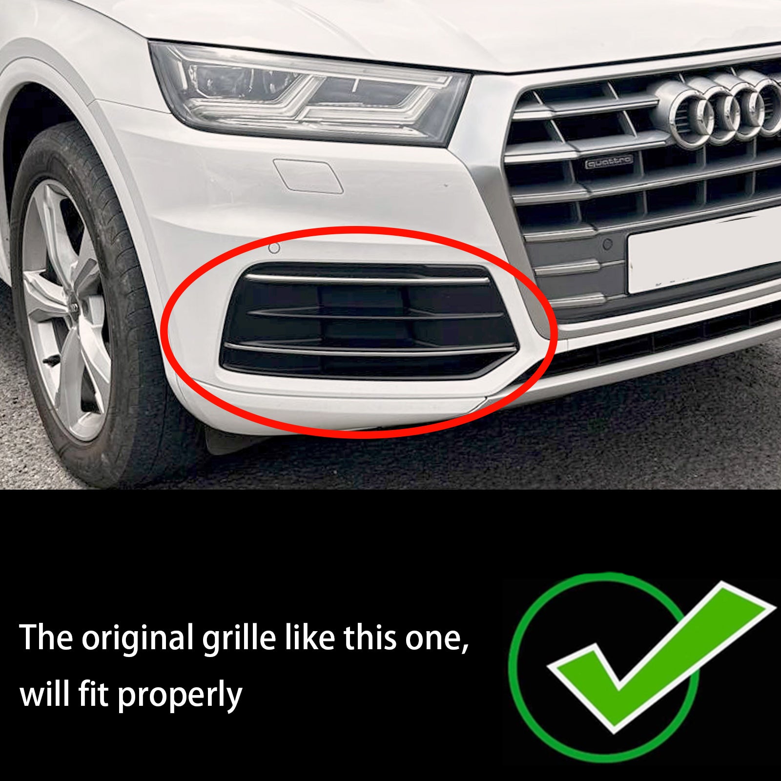 Audi Q5 Standard 2018-2022 2 piezas cubierta de parachoques delantero parrilla de malla de panal rejilla negra