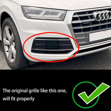 Audi Q5 Standardversion 2018–2021, 2 Stück, Schwarz/Chrom, Frontstoßstangenabdeckung, Gitter-Lünetteneinsatz, generisch - 0