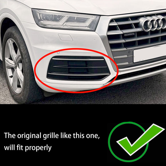 Audi Q5 Standardversion 2018–2021, 2 Stück, Schwarz/Chrom, Frontstoßstangenabdeckung, Gitter-Lünetteneinsatz, generisch