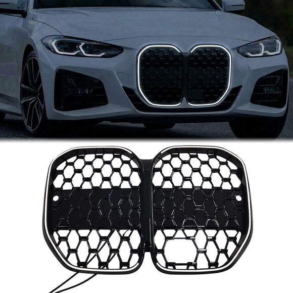 BMW 4 Series G22 G23 2022-2026 Black Diamond Front Bumper Grill With LED & ACC Hole