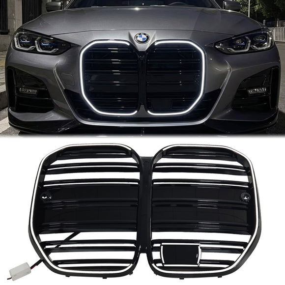 2022-2026 BMW 4-serie G22 G23 M4-stijl voorbumper LED zwart rooster met ACC-gat