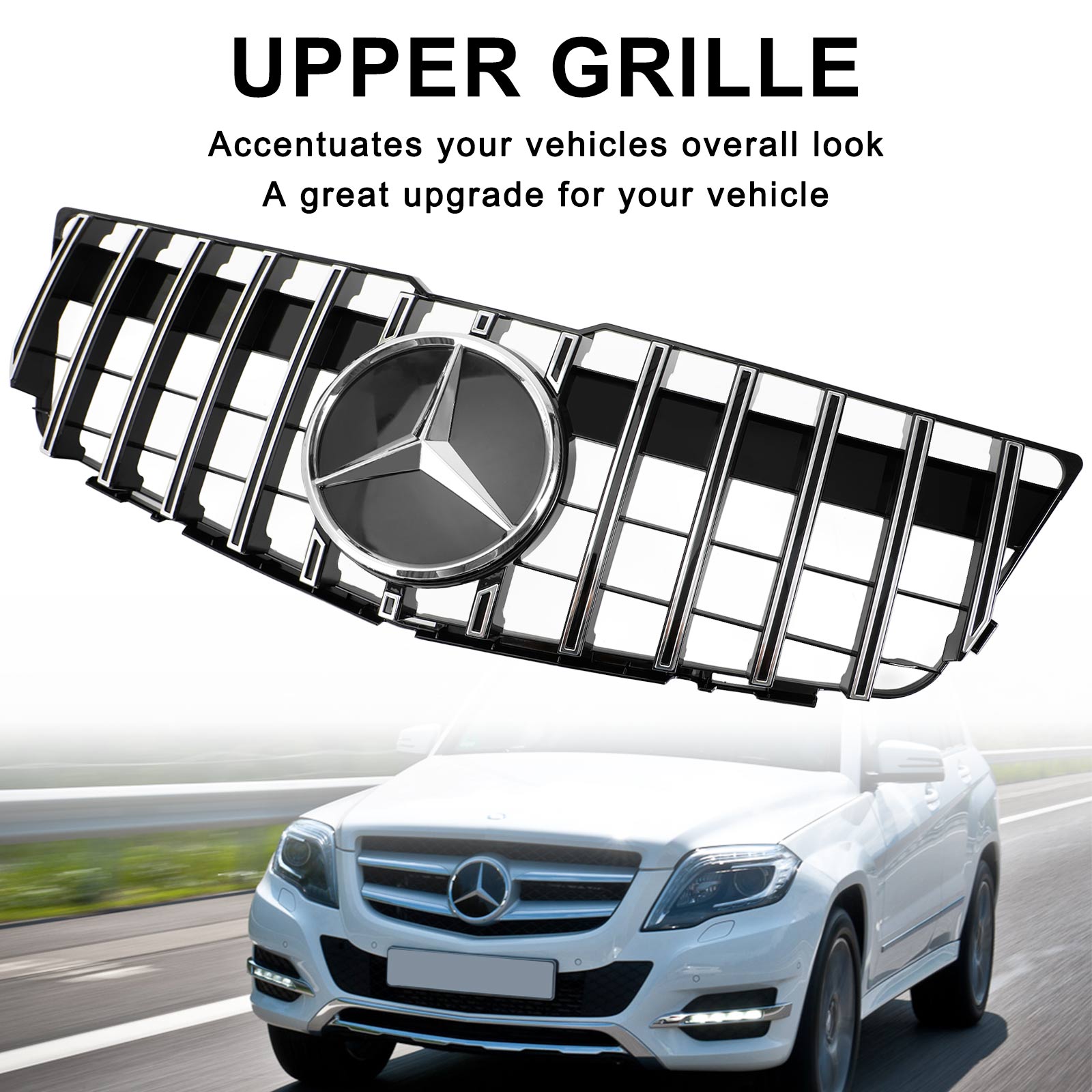 Mercedes Benz GLK-Class 2008-2012 X204 Black Chrome Grille Front Bumper Replacement Grill