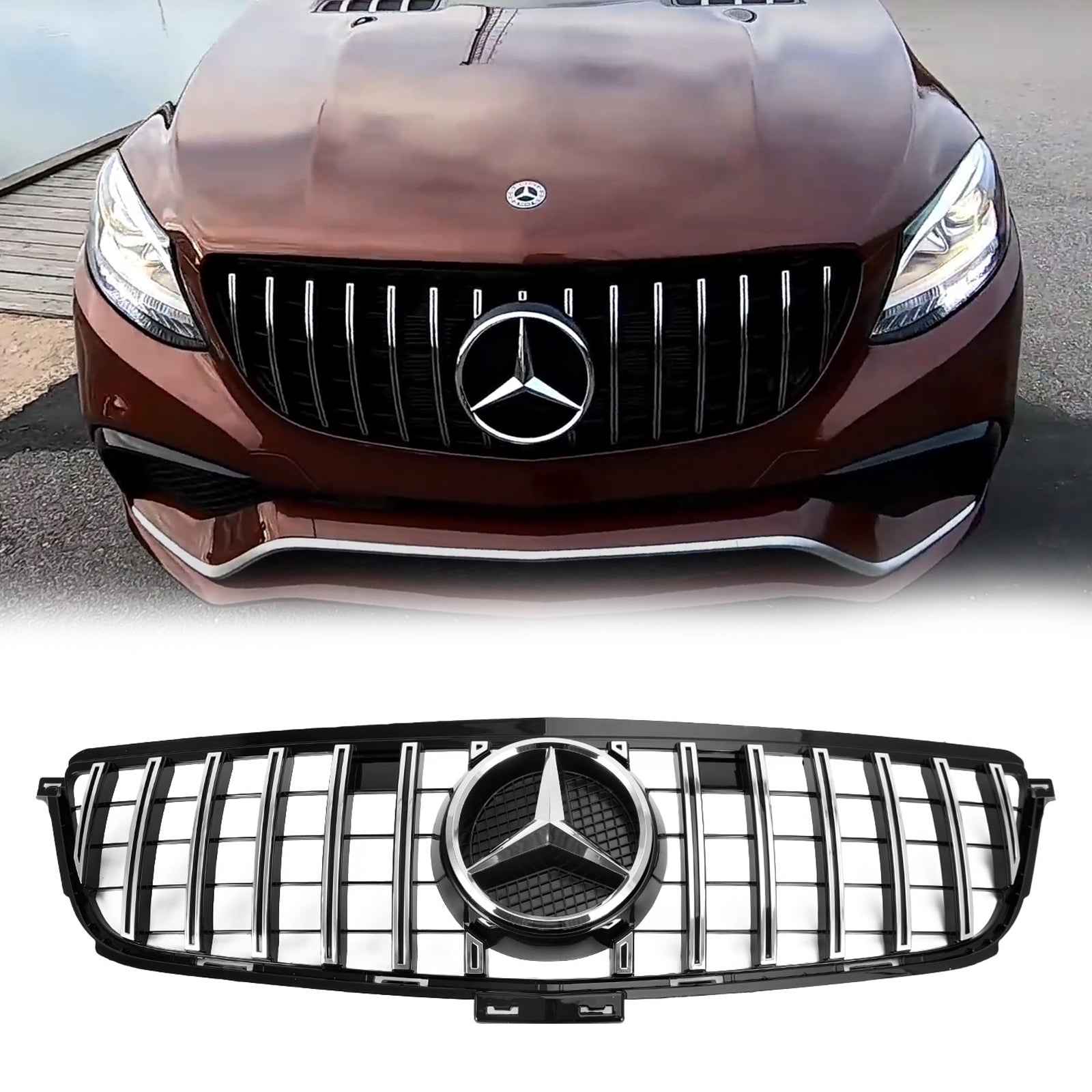 2012-2015 Mercedes Benz W166 ML-Class ML300 ML320 ML350 ML400 AMG Style Chrome Black Front Grill Replacement