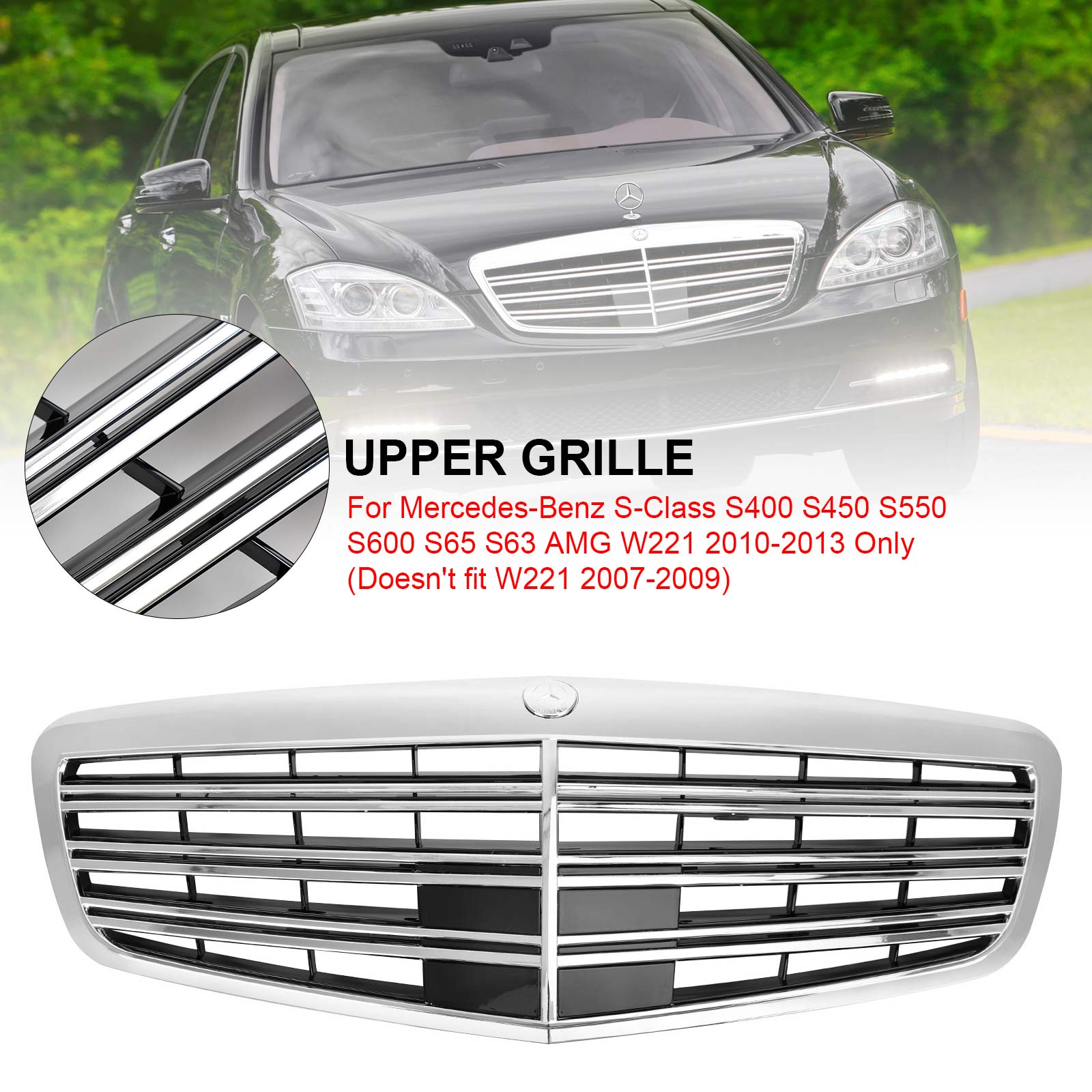 Mercedes Benz 2010-2013 W221 S400 S450 S550 S600 S65 S63 S-Class AMG/MayBach Style Grill Chrome Grille